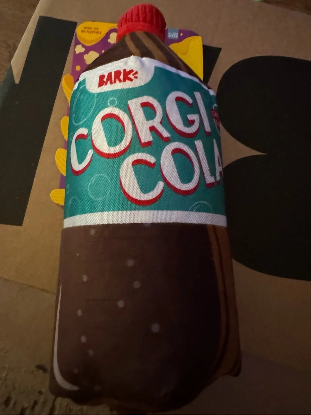 Bark Box XL Dog Toy Corgi Cola giant plush crinkles & squeaks NEW 13 inches